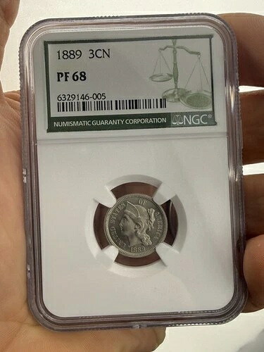 1889 3 セント ニッケル PR68 グリーン ラベル NGC プルーフ コイン NGC 帳簿価格 $8K!!!!｜WORLD RESOURCE【QUEEN店】