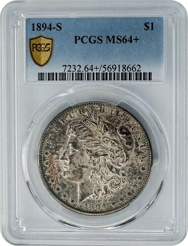 1894-S モルガン銀貨 $ MS64+ PCGSセキュア 949669-3