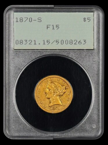 1870 S $5 ゴールド PCGS F15 ラトラー｜WORLD RESOURCE【QUEEN店】