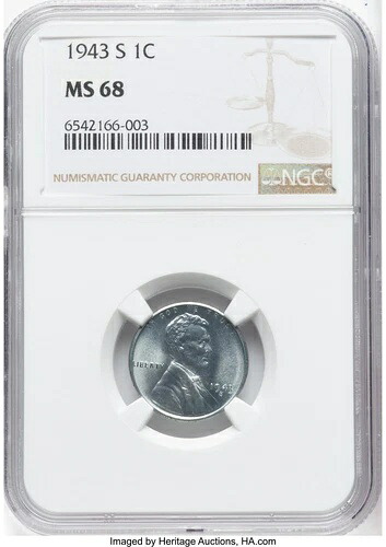 1943年 S 1C リンカーンセント ウィートスチール NGC MS68 認定グレード 非常に希少な品｜WORLD RESOURCE【QUEEN店】