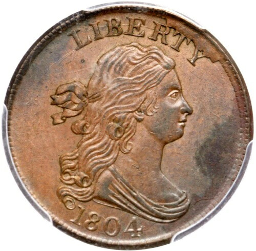 1804 C-9 R-2 PCGS MS 62 BN クロスレット 4、ステムドレープバスト ハーフセントコイン 1/2c｜WORLD RESOURCE【QUEEN店】