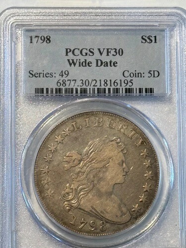 1798年 PCGS VF 30 限界バストシルバードル -問題なし-
