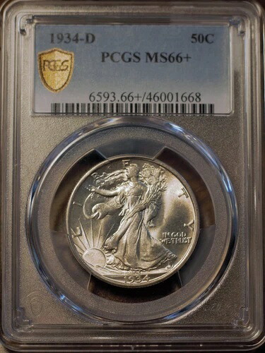 1934-D 50セント ウォーキング リバティ ハーフ ドル PCGS MS66+｜WORLD RESOURCE【QUEEN店】