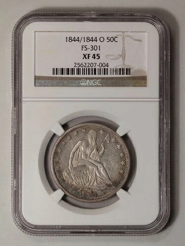 1844/1844-O 着席型自由の女神像ハーフドル - モットーなし FS-301 50C NGC XF45｜WORLD RESOURCE【QUEEN店】