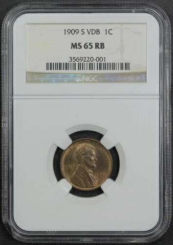 1909 S VDB 赤茶色リンカーンウィート銅貨 セント 1C NGC MS 65 RB