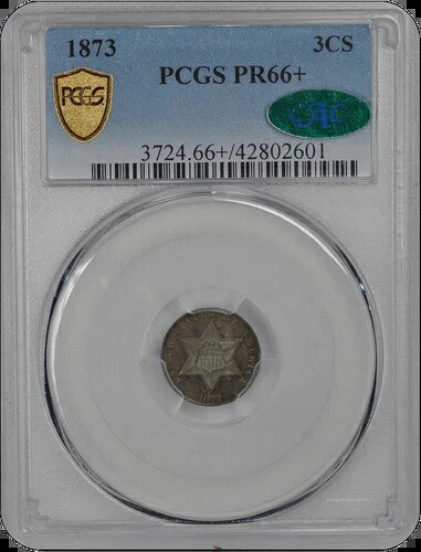 1873年 3CS 3セント銀貨 PCGS (CAC) #3241-4 PR66+