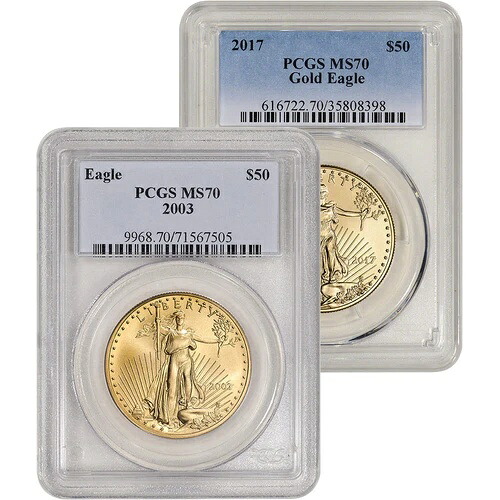 アメリカンゴールドイーグル 1オンス 50ドル - PCGS MS70 ランダム日付・ラベル｜WORLD RESOURCE【QUEEN店】