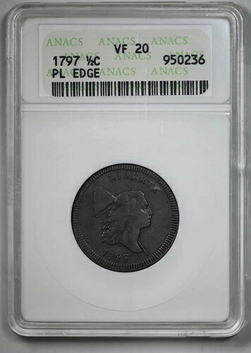 1797年 リバティキャップ ハーフセント 1/2C ANACS ソープボックス VF20 - プレーンエッジ｜WORLD RESOURCE【QUEEN店】