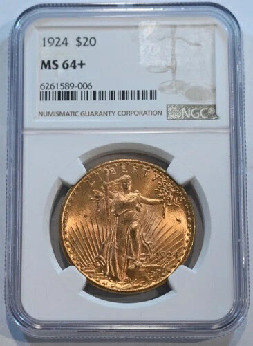 1924年 20ドル セント・ゴーデンズ ゴールド ダブルイーグル MS64+ NGC