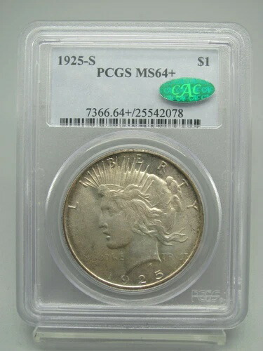 1925-S シルバー ピース ダラー PCGS MS 64+ CAC｜WORLD RESOURCE【QUEEN店】