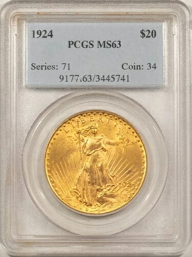 1924 年 $20 セント ゴーデンズ ゴールド ダブル イーグル - PCGS MS-63 チョイス!｜WORLD RESOURCE【QUEEN店】