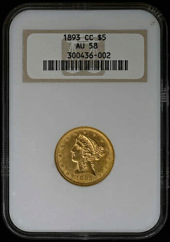 1893-CC ハーフイーグル - モットー $5 NGC AU58｜WORLD RESOURCE【QUEEN店】