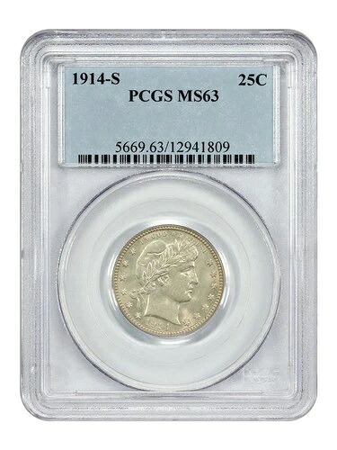 1914-S 25C PCGS MS63 - バーバークォーター - 希少な日付｜WORLD RESOURCE【QUEEN店】