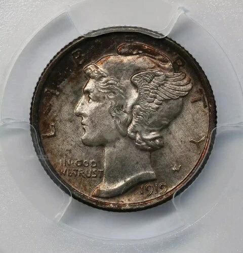 1919-D マーキュリーダイム PCGS MS64FB|WORLD RESOURCE【QUEEN店】