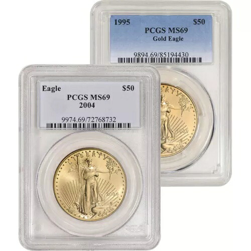 アメリカンゴールドイーグル 1オンス 50ドル - PCGS MS69 ランダム日付・ラベル｜WORLD RESOURCE【QUEEN店】