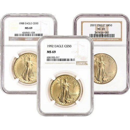 アメリカン ゴールド イーグル 1オンス $50 - NGC MS69 ランダム日付とラベル-