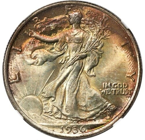 1936年ウォーキング・リバティ・ハーフダラー 50セント NGC MS67+ (CAC)｜WORLD RESOURCE【QUEEN店】