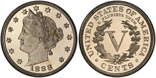 1888年 5C リバティニッケル PCGS PR66CAM 美しいトーン POP (19/3)｜WORLD RESOURCE【QUEEN店】