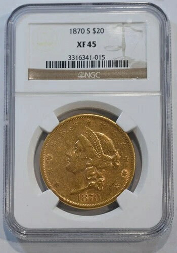 1870 S リバティ 20 ドル金 NGC XF45 米国金貨、グレード良好!!!｜WORLD RESOURCE【QUEEN店】