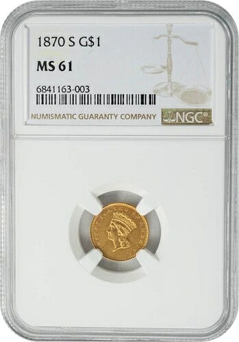 1870-S $ 金インドドル MS61 NGC 949957-41｜WORLD RESOURCE【QUEEN店】