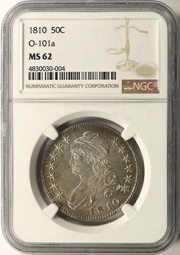1810年 50セント キャップドバスト シルバー ハーフドル NGC MS62 O-101a PQ+｜WORLD RESOURCE【QUEEN店】