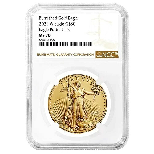 2021-W バーニッシュ仕上げ 50ドル タイプ2 アメリカン ゴールド イーグル 1オンス NGC MS70 ブラウンラベル｜WORLD RESOURCE【QUEEN店】