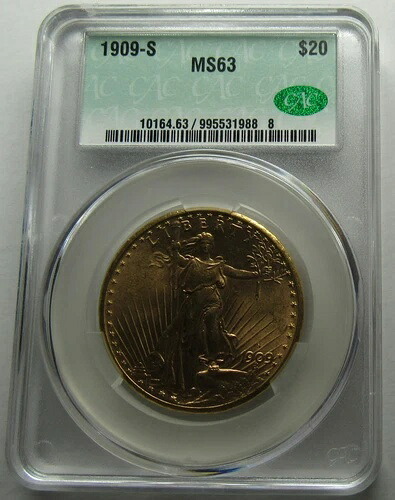 1909 S $20 セントゴーデンズ ダブルイーグル、CAC MS 63、大幅にグレードダウン!｜WORLD RESOURCE【QUEEN店】