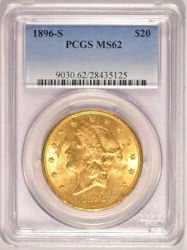 1896年-S $20 ゴールド ダブルイーグルコイン PCGS MS-62 1933年以前 ゴールドサンフランシスコ造幣局-｜WORLD RESOURCE【QUEEN店】