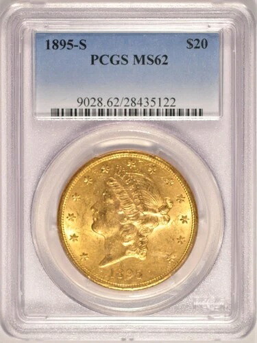 1895-S 20ドル金貨 ダブルイーグル PCGS MS-62 1933年以前 サンフランシスコ造幣局