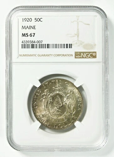 1920 年メイン州 100 周年記念銀製ハーフ ドル NGC MS67 WOW 登録コイン!