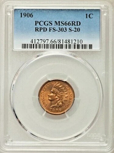 1906年インディアンセント MS66RD PCGS RPD S-20 FS-303｜WORLD RESOURCE【QUEEN店】