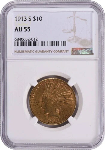 1913-S 10ドル金貨 インディアン AU55 NGC｜WORLD RESOURCE【QUEEN店】