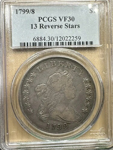 1799/8年 ドレープバスト シルバードル 13リバーススター PCGS Vf 30｜WORLD RESOURCE【QUEEN店】