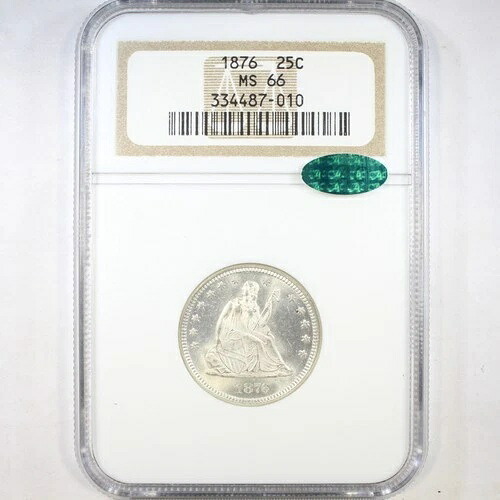 1876 25C NGC/CAC MS66 - 自由の女神像（四分の一）｜WORLD RESOURCE【QUEEN店】