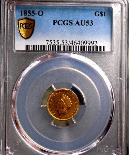 1855年ゴールドドルプリンセスPCGS au 53+++ camアンダーグレードddrエラーコイン希少