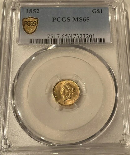 リバティヘッド 1ドル金貨 1852年 PCGS MS65｜WORLD RESOURCE【QUEEN店】
