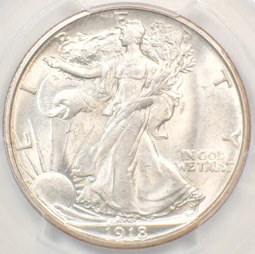 1918-S ウォーキング リバティ ハーフ ドル 50C - PCGS MS64+ プラス グレード - 6,000 ドル相当!｜WORLD RESOURCE【QUEEN店】