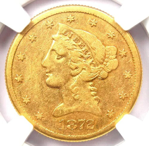 1872年-CC リバティゴールドハーフイーグル5ドルカーソンシティコイン - NGC認定の精巧なディテール｜WORLD RESOURCE【QUEEN店】