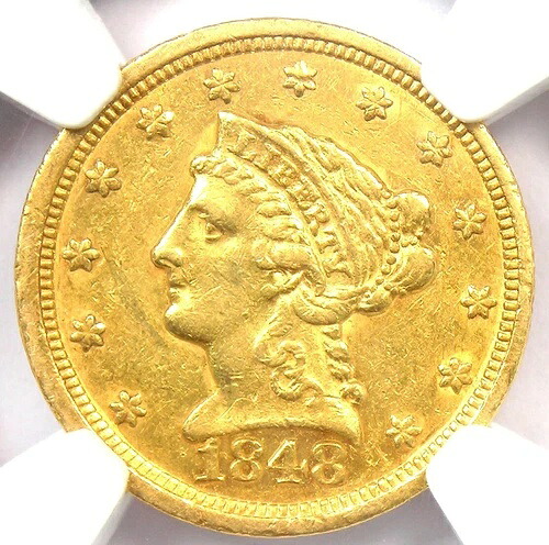 1848年 リバティゴールドクォーターイーグル 2.50ドルコイン - NGC AU55認定 - 価値5,250ドル 697,400円