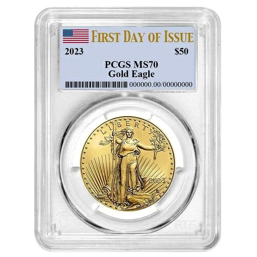 2023年 50ドル アメリカン ゴールド イーグル 1オンス PCGS MS70 FDOI フラッグラベル｜WORLD RESOURCE【QUEEN店】