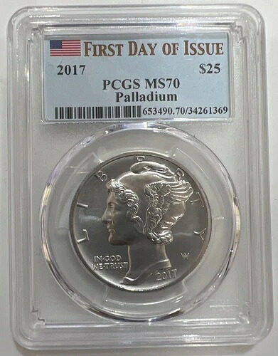2017年 25ドル パラジウムイーグルコイン PCGS MS70 FDOI 発行初日｜WORLD RESOURCE【QUEEN店】