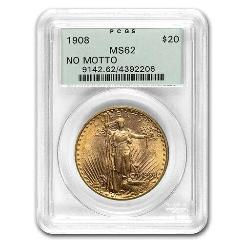 1908年 20ドル セント・ゴーデンズ金貨 モットーなし MS-62 PCGS (OGH)｜WORLD RESOURCE【QUEEN店】