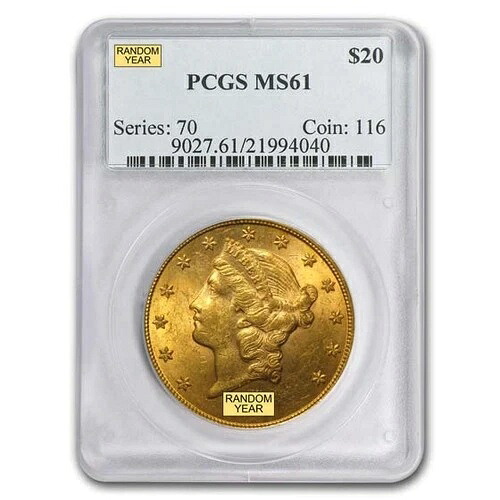 20ドル リバティゴールド ダブルイーグル MS-61 PCGS (1900年以前)｜WORLD RESOURCE【QUEEN店】