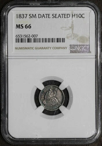 1837年 (MS66) 座像ハーフダイム H10C NGC - 小型日付、1年タイプ｜WORLD RESOURCE【QUEEN店】