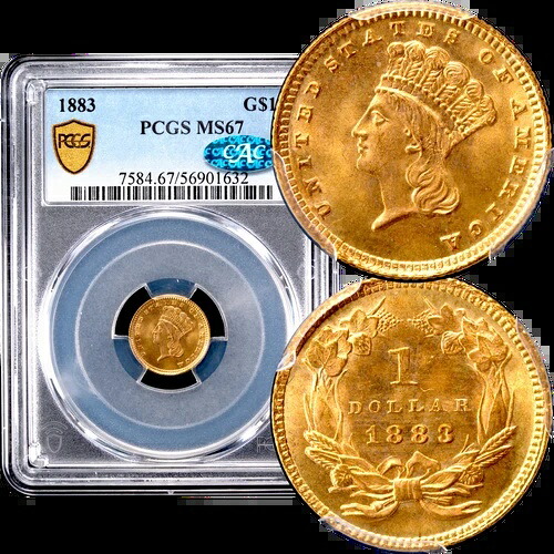 1883年 ゴールドドル $1 PCGS MS67 CAC-｜WORLD RESOURCE【QUEEN店】