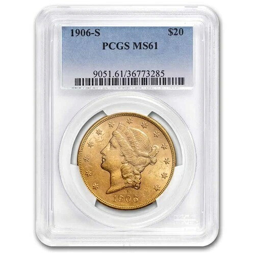1906年-S $20 リバティゴールド ダブルイーグル MS-61 PCGS-|WORLD RESOURCE【QUEEN店】