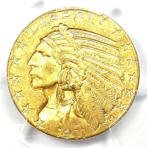 1911年 インドゴールドハーフイーグル $5コイン-PCGS MS64+プラスグレード - 5,500ドル-
