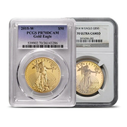 1オンス プルーフ アメリカン ゴールド イーグル コイン PR/PF70 (ランダム年、PCGS または NGC)