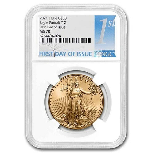 2021 1オンス アメリカンゴールドイーグル (タイプ2) MS-70 NGC (FDI)-
