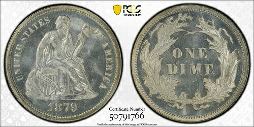 1879年 P リバティ シーテッド ダイム PCGS MS-67｜WORLD RESOURCE【QUEEN店】